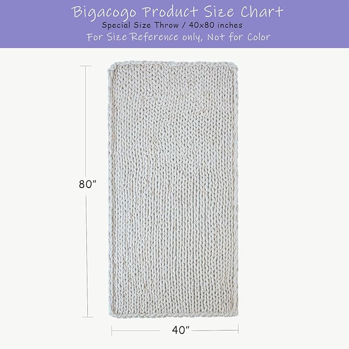 Bigacogo Chunky Knit Throw Blanket for Couch, 40x80 inches, 100% Hand Knitted with Thick Jumbo Chenille Yarn, Cozy Soft Large Rope Knot Cable Crochet Blankets for Sofa Bed Living Room, Goldenrod