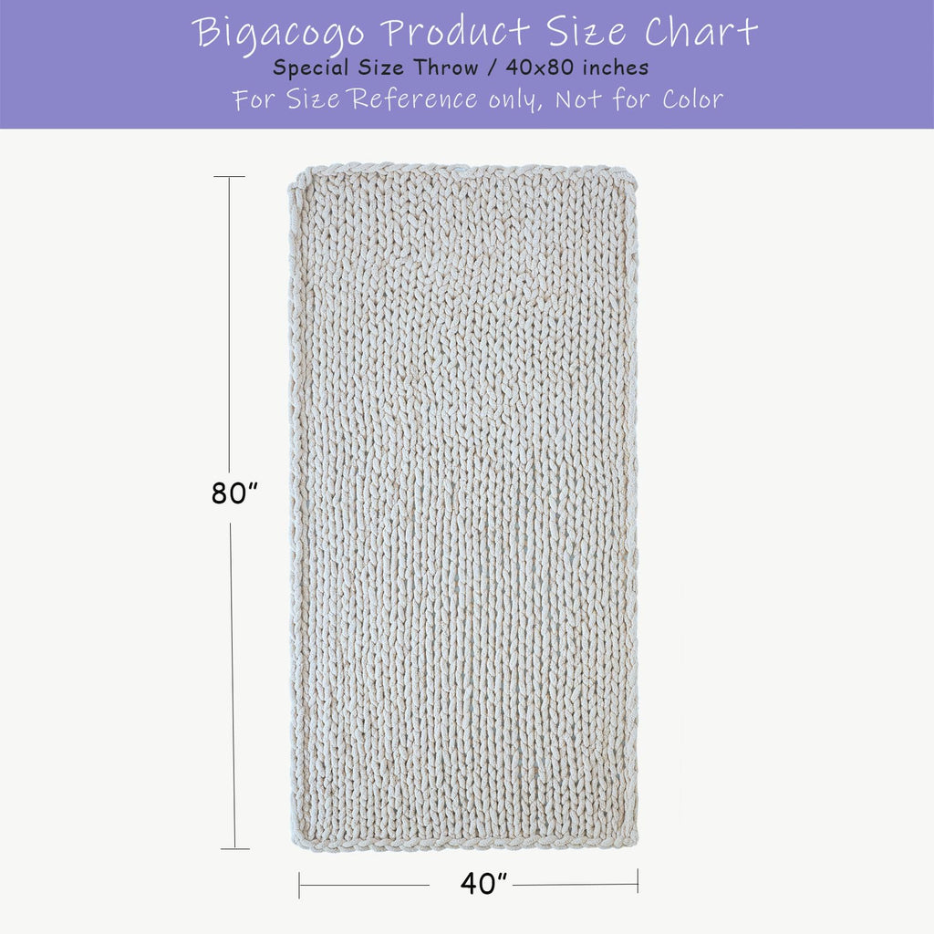 Bigacogo Chunky Knit Throw Blanket for Couch, 40x80 inches, Navy Blue