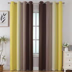 Estelar Textiler Brown and Yellow Gradient Blackout Curtains for Bedroom, Thermal Insulated Ombre Blackout Drapes, Full Light Blocking Energy Saving Curtains for Living Room, 52Wx96L, 2 Panels