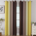 Estelar Textiler Brown and Yellow Blackout Curtains 52Wx84L Inch 2 Panels
