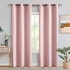 MIULEE 90" Long Room Darkening Curtains Thermal Insulated Drapes Solid Window Treatment Set Grommet Top Light Blocking Blackout Curtain for Living Room/Bedroom 2 Panels Baby Pink
