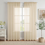 MIULEE 2 Panels Sheer Curtains for Living Room 54 X 108 Inches Cream