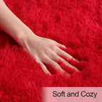 Amearea Premium Soft Fluffy Rug Modern Shag Carpet, 5.3x7.5 Feet, Fuzzy Plush Rugs for Living Room Bedroom Kids Room Home Decor, Nursery Non Slip Indoor Shaggy Carpets, Red