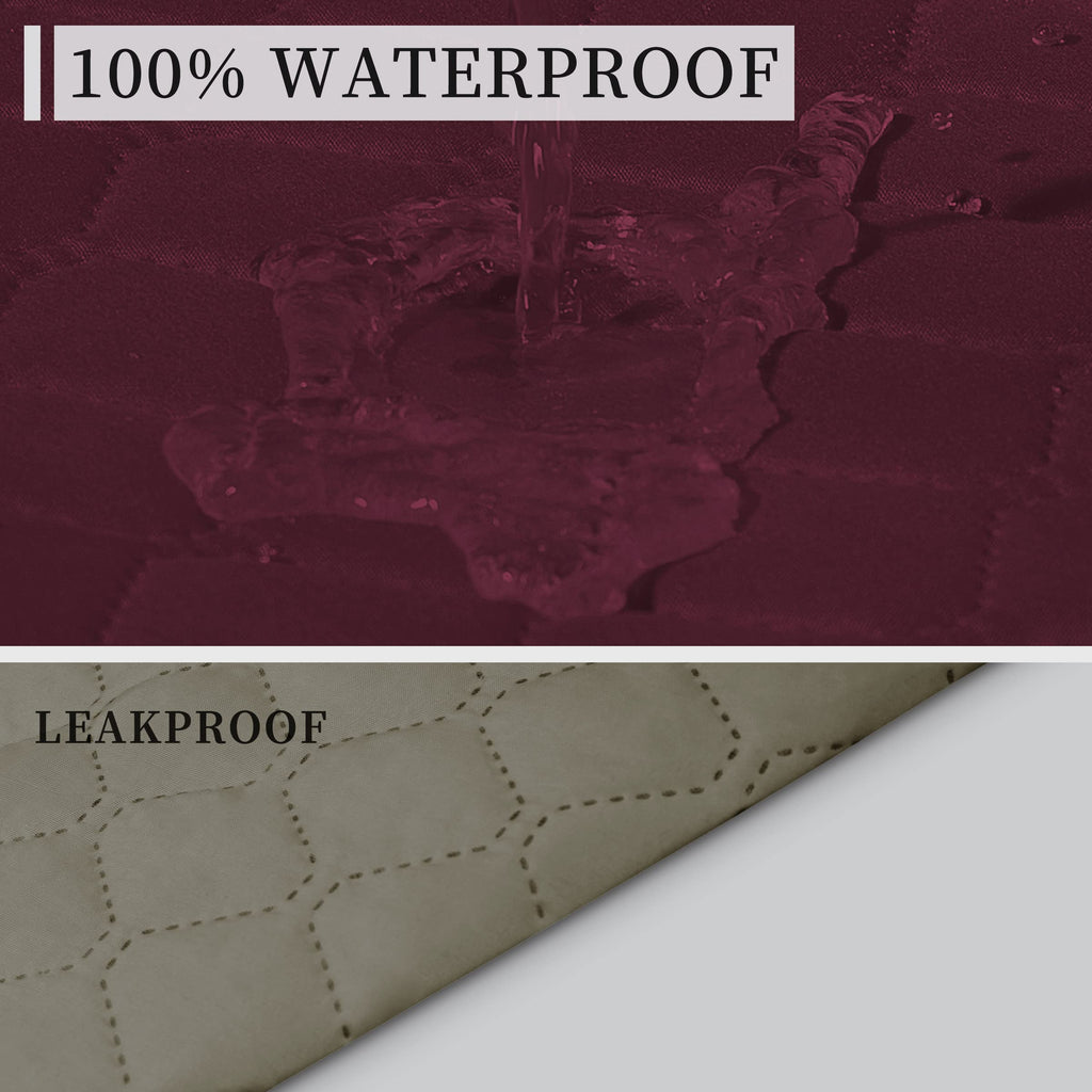 ISSUNTEX Double Protection 100% Waterproof Sofa Covers for Living Room, Couch Covers for 3 Cushion Couch Sofa, Reversible Furniture Protector Sofa Cover for Dogs, Pets, Kids (Sofa, Wine/Beige)