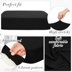 Newwiee Set of 4 Stretch Patio Cushion Covers Sofa Couch Seat Chair Slipcovers Cushion Cover Replacement Furniture Protector for Pets Washable(Black,Seat Cover,Solid)