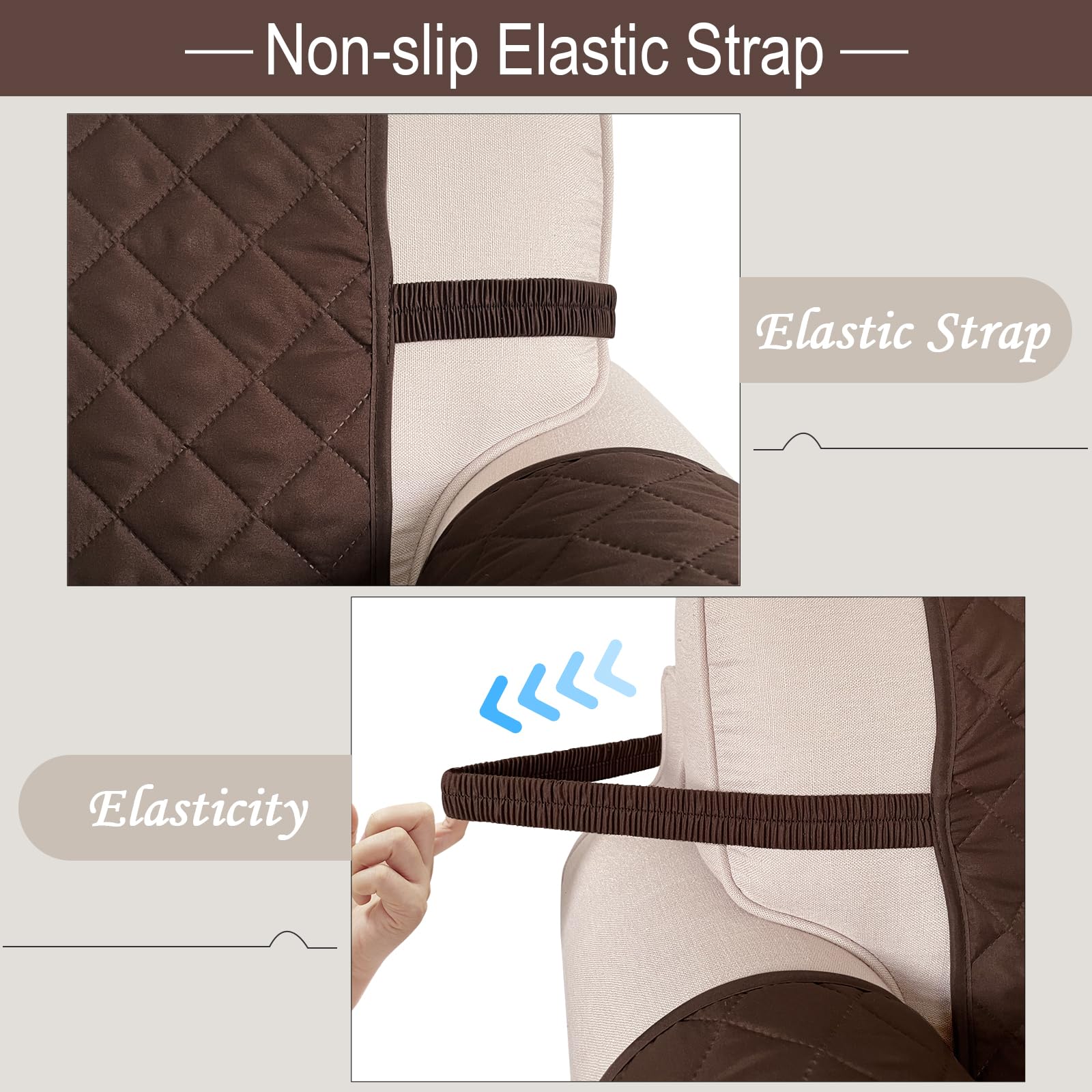 Luxshare Home Reversible Recliner Chair Covers, 23" Chair, Chocolate