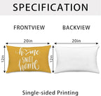 Hexagram Geometric Yellow Pillow Covers 12x20 Set of 4, Decorative Outdoor Boho Modern Throw Pillow Covers, Home Sweet Home Farmhouse Cushion Case for Couch Sofa Bedroom Indoor Decor(No Insert)