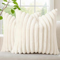 decorUhome Fall Faux Fur Throw Pillow Covers 18x18 Set of 2 Cream White