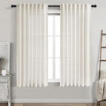Nanspring Cream Linen Curtains 58 Inch Length for Living Room 2 Panels Set Neutral Modern Farmhouse Window Curtain Semi Sheer Back Tab Rod Pocket Light Filtering Privacy Drapes for Bedroom 52x58