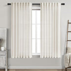 Nanspring Cream Linen Curtains 58 Inch Length for Living Room 2 Panels Set Neutral Modern Farmhouse Window Curtain Semi Sheer Back Tab Rod Pocket Light Filtering Privacy Drapes for Bedroom 52x58
