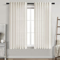 Cream Linen Back Tab Pocket Curtains 60 Inch Length for Living Room 2 Panel Set Neutral Modern Farmhouse Window Curtain Semi Sheer Light Filtering Privacy Drapes for Bedroom Natural Ivory 52x60
