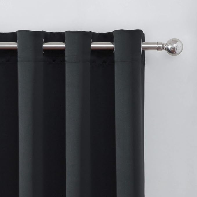 LEMOMO Blackout Curtains 52 x 108 inch/Black Curtains Set of 2 Panels/Thermal Insulated Room Darkening Bedroom Curtains