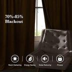 RYB HOME Luxurious Bronze Velvet Curtain Panels for Living Room Bedroom, Heavy Duty Thermal Insulated Floor-Length Velvet Drapes with Hook Belt for Vintage Decor, 52" W x L90 L, 2 Panels Set