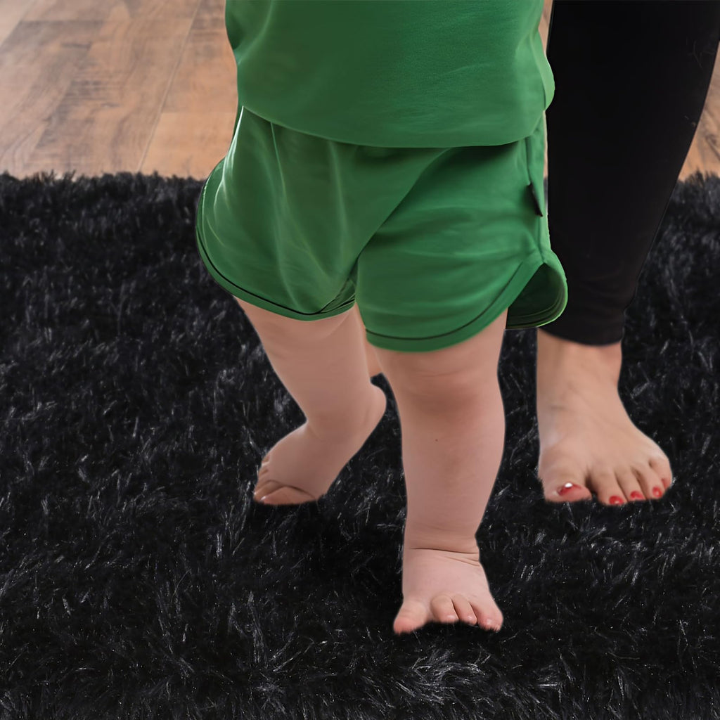 Ailyei Fluffy Shag Runner Rugs for Bedroom Hallways, 2x8 Black Long Soft Throw Area Rug Non Slip for Bedside Dorm, Shaggy Furry Carpet for Nursery Living Room Home Decor
