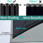 Yakamok 100% Blackout Curtains 90 Inches Long, 2 Thick Layers Heat and Full Light Blocking Soft Thermal Insulated Drapes for Bedroom(52" Wide Each Panel, Grey, 2 Panels)