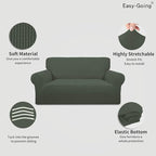 Easy-Going Stretch Loveseat Slipcover 1-Piece Sofa Cover Furniture Protector Couch Soft with Elastic Bottom for Kids Polyester Spandex Jacquard Fabric Small Checks (Loveseat, Olive Green)