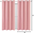 LEMOMO Pink Blackout Curtains/52 x 45 Inch Length Kids Curtains/Set of 2 Panels Grommet Bedroom Curtains for Living Room Curtains