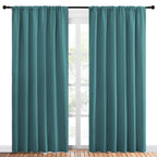 NICETOWN Living Room Curtains, Window Curtain Panels, Thermal Insulated Solid Rod Pocket Blackout Draperies/Drapes (Sea Teal, One Pair, 70 by 84-inch)