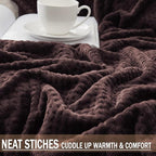 Exclusivo Mezcla Fleece Bed Blanket Twin Size, Super Soft and Warm Blankets for Couch, Sofa and Bed Waffle Textured, Cozy, Fuzzy and Lightweight (Coffee, 90x66 Inches)
