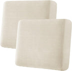 H.VERSAILTEX Super Stretch Individual Seat Cushion Covers Sofa Covers Couch Covers Slipcover Sets Thick Jacquard Textured Twill Fabric (2 Piece Large Sofa Cushion Covers, Natural)
