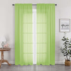 OWENIE Lime Sheer Curtains 84 Inches Long for 2 Panels Set, Solid Light Filtering Voile Sheer Curtains for Living Room Bedroom, Modern Rod Pocket Lime Curtain, 2 Pcs Total 84 Width 84 Long