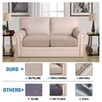 H.VERSAILTEX High Stretch Couch Cushion Covers,Chair Sofa Seat Slipcovers Couch Cushion Cover Stretch Furniture Protector for Kids, Pets(2 Packs Cushion Loveseat Covers, Sand)