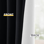 Yakamok 100% Blackout Curtain Panels 72 inches Cold and Light Blocking Drapes for Nursery, 2 Thick Layers Thermal Insulated Draperies (2 Pieces, 50 Wide Each Panel, Black Front with White Backing)