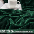 Exclusivo Mezcla Fleece Bed Blanket Twin Size, Super Soft and Warm Blankets for Couch, Sofa and Bed Waffle Textured, Cozy, Fuzzy and Lightweight (Forest Green, 90x66 Inches)
