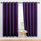 NICETOWN Bedroom Curtains Blackout Drapery Panels, 2 Panels, 70 x 72 inches, Royal Purple, Three Pass Microfiber Thermal Insulated Solid Ring Top Blackout Window Curtains/Drapes