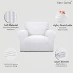 Easy-Going Stretch Chair Sofa Slipcover 1-Piece Couch Sofa Cover Furniture Protector Soft with Elastic Bottom for Kids, Pet. Spandex Jacquard Fabric Small Checks (Chair, Snow White)