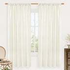 LAMIT Natural Linen Curtains for Bedroom, 72 Inch Faux Linen Textured Light Filtering Drapes Rod Pocket Window Panels for Living Room/Sliding Door, Set of 2 Panels, 52 x 72 Inch, Cream
