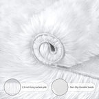 CIICOOL Faux Fur Rug White Fluffy Area Rugs for Bedroom, Thick Fuzzy Shag Rug Furry Bedside Nursery Rug for Living Room Plush Indoor Floor Carpet for Kids Room Teen Dorm, 3x5 ft