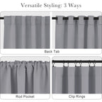 PONY DANCE Blackout Curtains for Bedroom, Room Darkening 96 inch Curtains 2 Panel Set, Thermal Insulated Drapes for Living Room Window Treatment, Back Tab/Rod Pocket, 52 x 96 Inch, Silver Grey