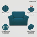 Easy-Going Stretch Oversized Chair Sofa Slipcover 1-Piece Couch Sofa Cover Furniture Protector Soft with Elastic Bottom for Kids Spandex Jacquard Fabric Small Checks Peacock Blue