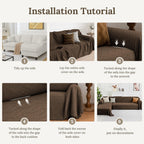 HOMERILLA 2 Piece Sectional Couch Cover for L Shape Sofa Chocolate XXXL