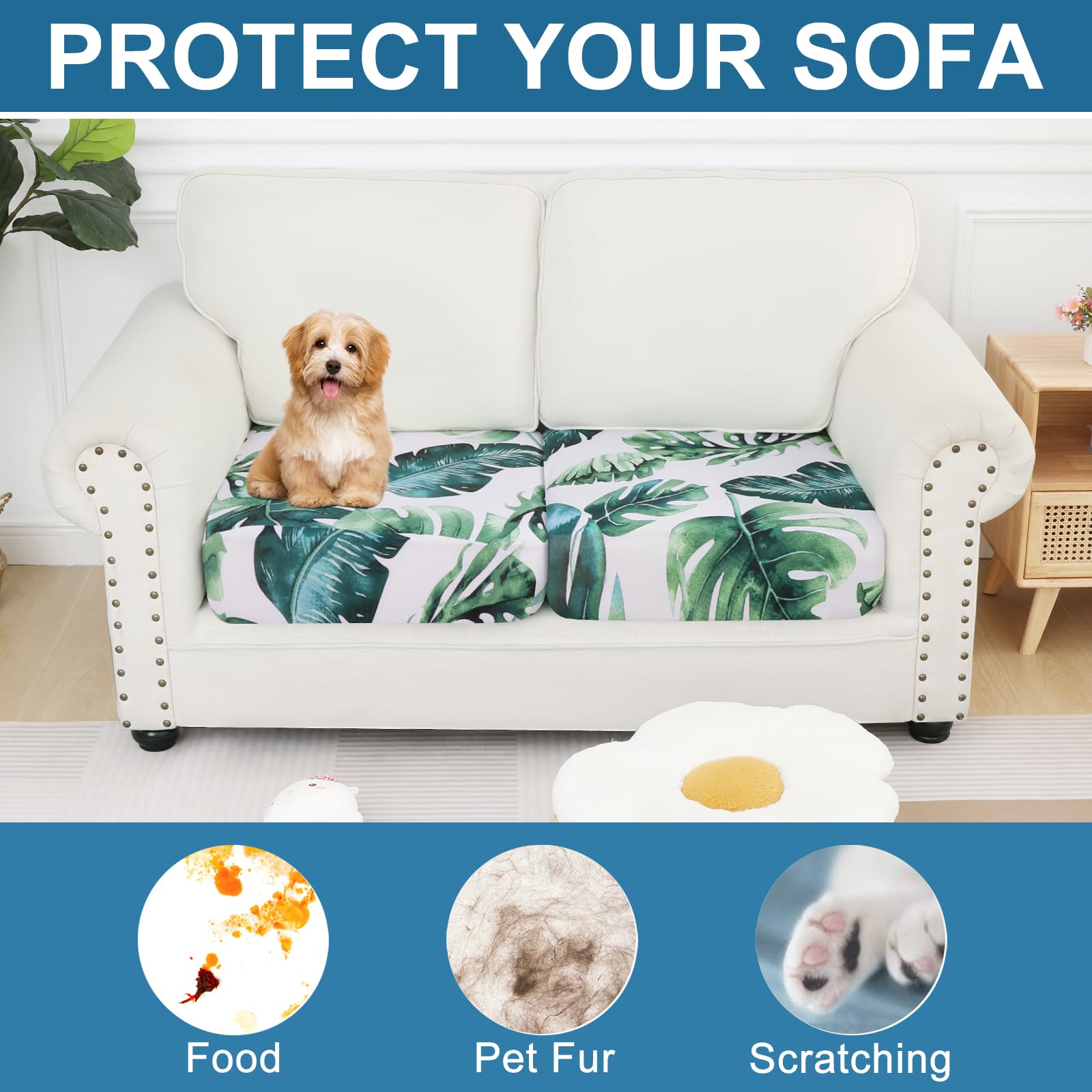 Smiry Printed Couch Cushion Covers, Stretch Couch Covers for Sofa