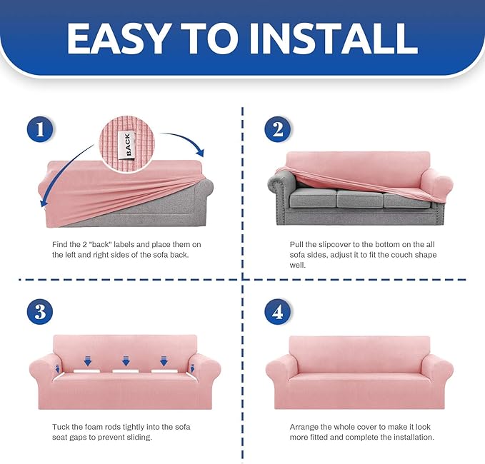 KEKUOU Stretch Chair Sofa Slipcover, Single Couch Cover,Dusty Pink