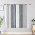 Estelar Textiler Grey and Greyish White Blackout Curtains 54 Inch Length, Light Blocking Gradient Grommet Drapes for Living Room, Thermal Insulated Ombre Curtains for Bathroom,42Wx54L,2 Panels