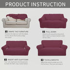 Easy-Going Stretch Loveseat Couch Covers Washable ASH Rose