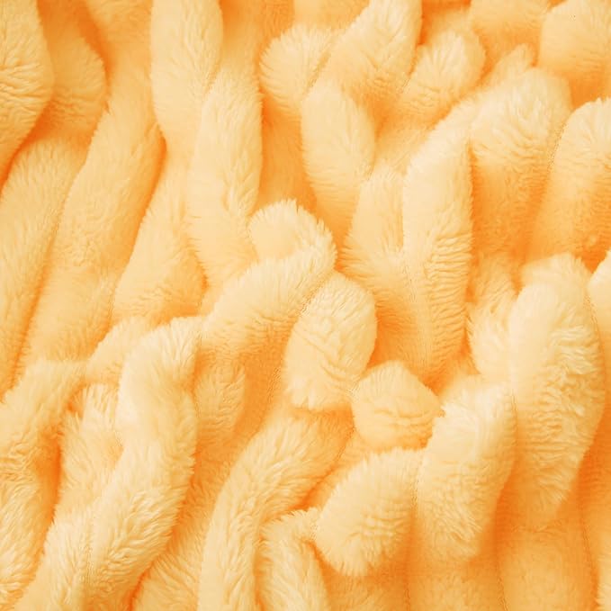 Light Yellow Fleece Throw Blanket 50”×60” for Couch Sofa Livingroom
