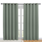 NICETOWN Blackout Draperies Curtains for Kids Room, Window Treatment Thermal Insulated Solid Grommet Blackout Drape Panels for Bedroom (Greyish Green, Set of 2, 70 by 84 inches)