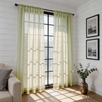SpaceDresser Check Sheer Curtains 45 Inches 2 Panels Set, Rod Pocket Plaid Window Curtain for Living Room, Sage Green Semi Sheer Drapes for Kitchen Bedroom Children Room Yard（Sage Green, 52W x 45L）