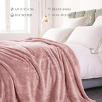 Exclusivo Mezcla Plush Fuzzy Fleece Bed Blanket Twin Size, Super Soft, Fluffy and Warm Blankets for Couch, Bed, All Season (Dusty Pink, 90x66 inches)
