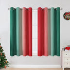 Estelar Textiler Red and Green Blackout Curtains 45 Inch Length, Full Room Darkening Ombre Drapes for Kitchen, Thermal Insulated Grommet Christmas Curtains for Basement, 52Wx45L, 2 Panels