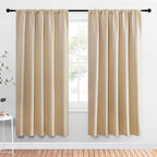 NICETOWN Room Darkening Curtains for Bedroom - Triple Weave Home Decoration Thermal Insulated Solid Drapes for Kitchen (Biscotti Beige, Set of 2 Panels, 52 x 72 Inch)