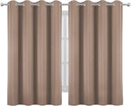 LEMOMO Cappuccino Blackout Curtains/52 x 45 Inch Length Set of 2 Panels Grommet Short Bedroom Curtains