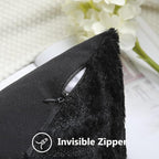 decorUhome Faux Fur Plush Soft Black Throw Pillow Covers 18x18 Set of 2