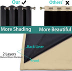 Yakamok Beige 100% Blackout Curtains, Thermal Insulated Total Blackout Drapes for Bedroom, Heat Blocking Window Curtains for Living Room(62Wx84L, 2 Panels)