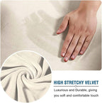 H.VERSAILTEX Modern Velvet Plush 4 Piece High Stretch Sofa Slipcover Furniture Protector Form Fit Luxury Thick Sofa Cover for 3 Cushion Couch, Machine Washable Width Up to 90 Inch(Sofa,Ivory)