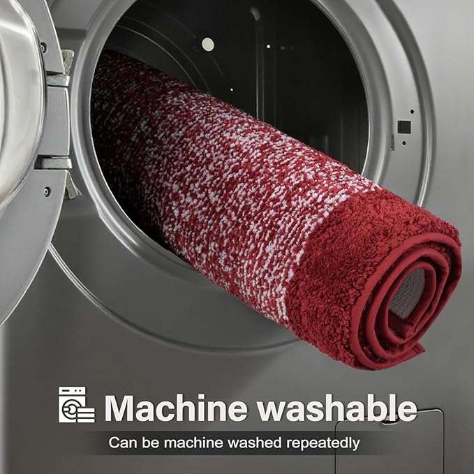 36x24 Large Bathroom Rugs Washable Non Slip, Red Bath Mat for Bathroom Floor Tub, Soft Absorbent Quick Dry Mats for Shower, Bathtub,Home Decor